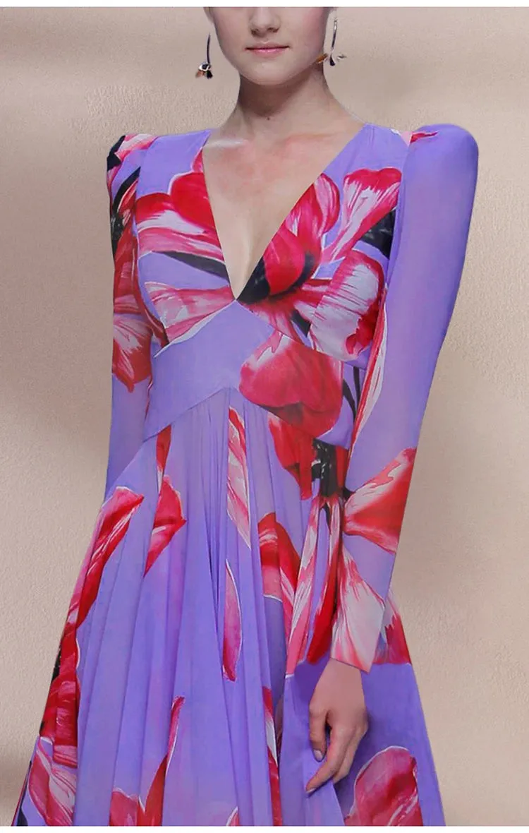 Lizzie V Neck Long Sleeve Holiday Party High Waist Slim Dress