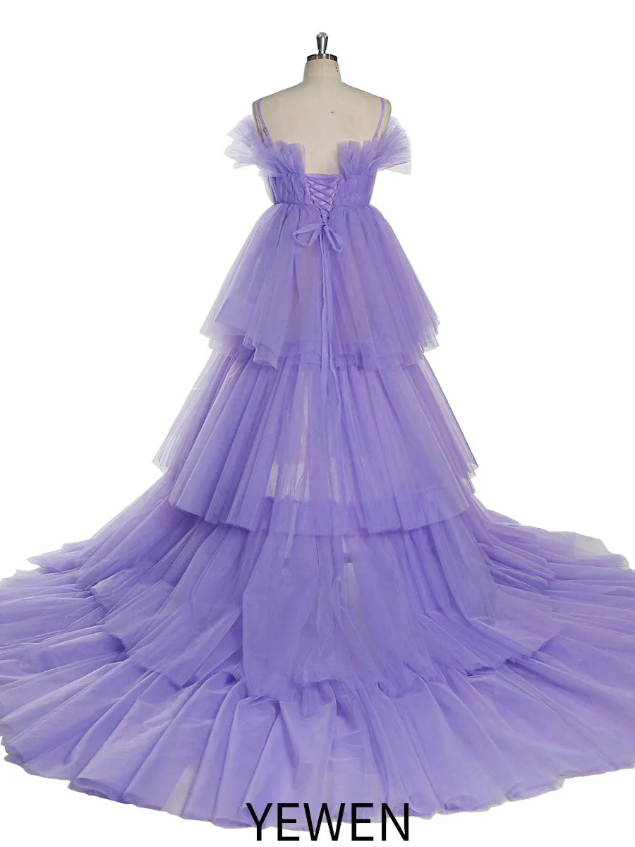 Long Layered Tulle Dress Birthday Photo Shot Gown Wedding Dress for Women YW230105
