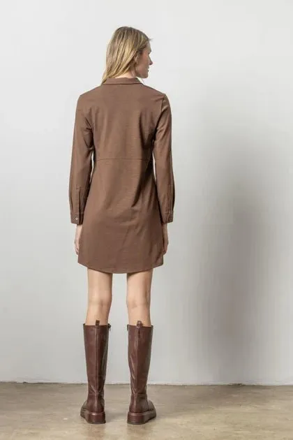LONG SLEEVE SEAMED SHIRTDRESS
