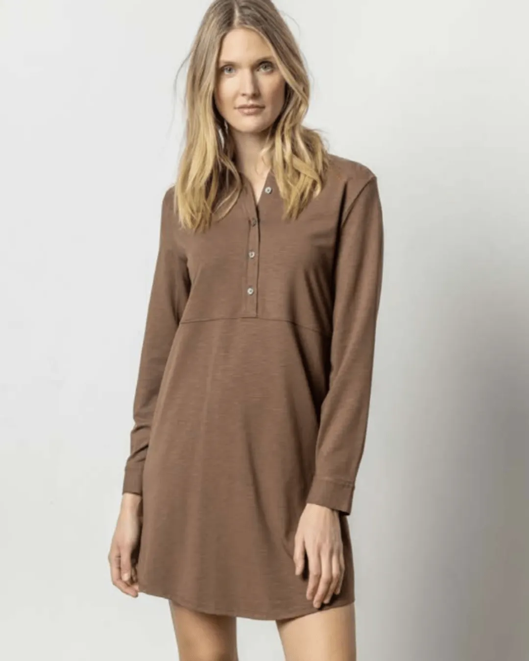 LONG SLEEVE SEAMED SHIRTDRESS