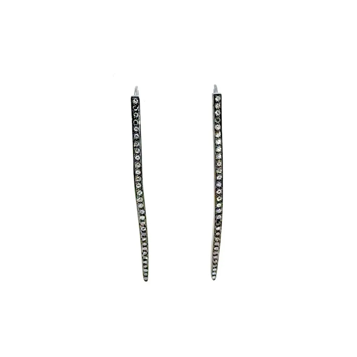 Long Spike Diamond Silver Earrings