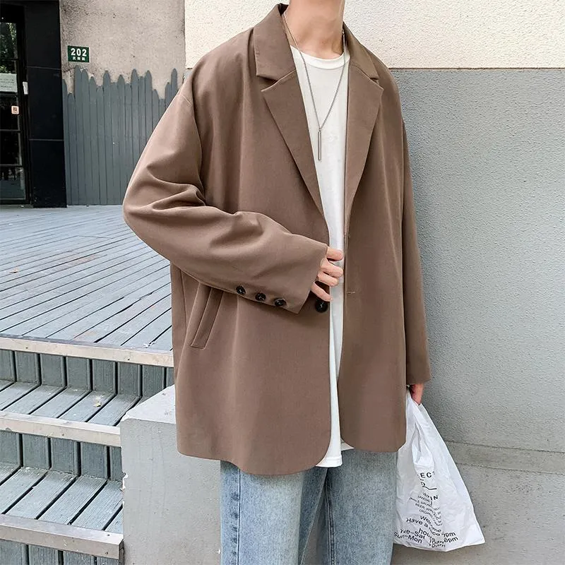 Loose Notched Collar Solid Blazers