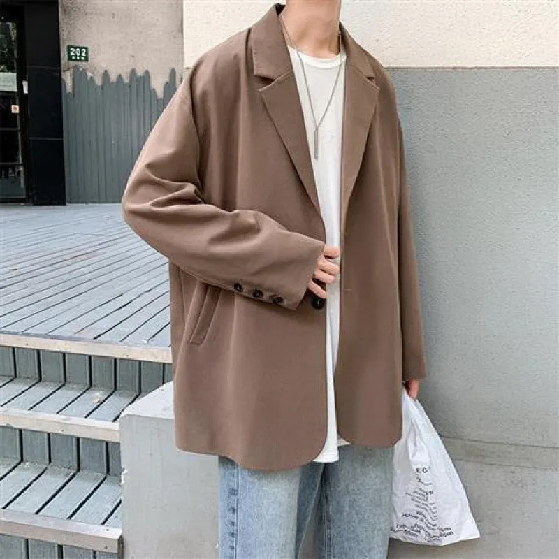 Loose Notched Collar Solid Blazers