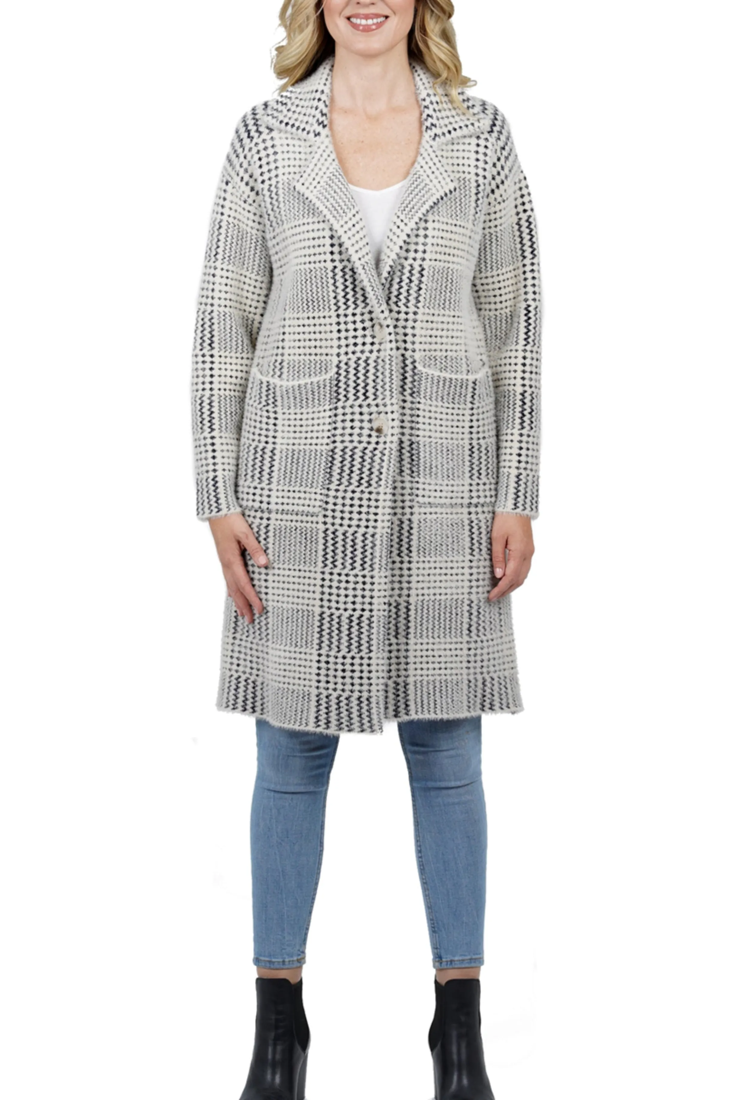 Love Token Multi Geo Print Button Down Coatigan