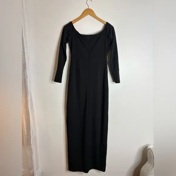 Lulus Classic Allure Black Off-the-Shoulder Long Sleeve Maxi Dress Size Medium
