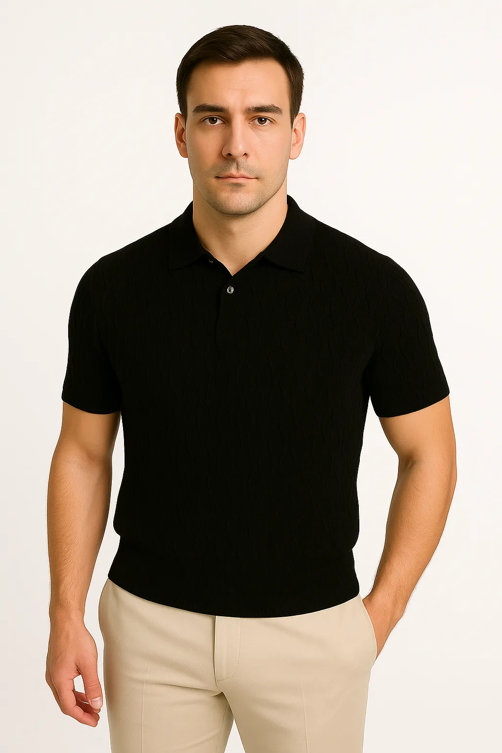 LumiNovi | The Lasso Patterned Polo Shirt