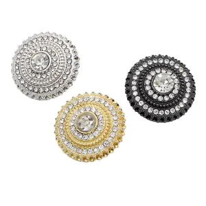 Luxury Round Metal SHANK Buttons with Rhinestones 48 Pack(3 Colors)