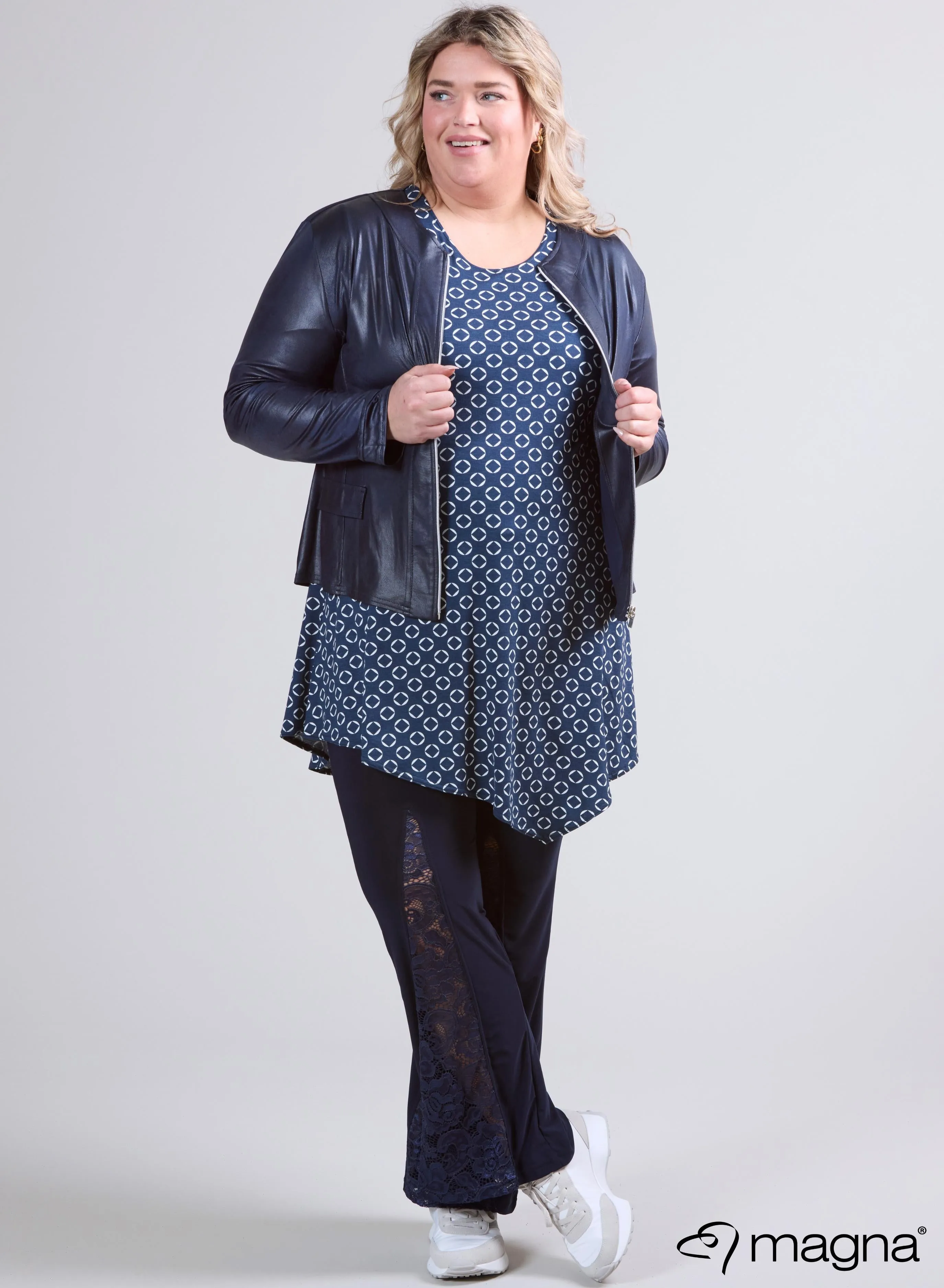 Magna Lederlook Jas Marineblauw