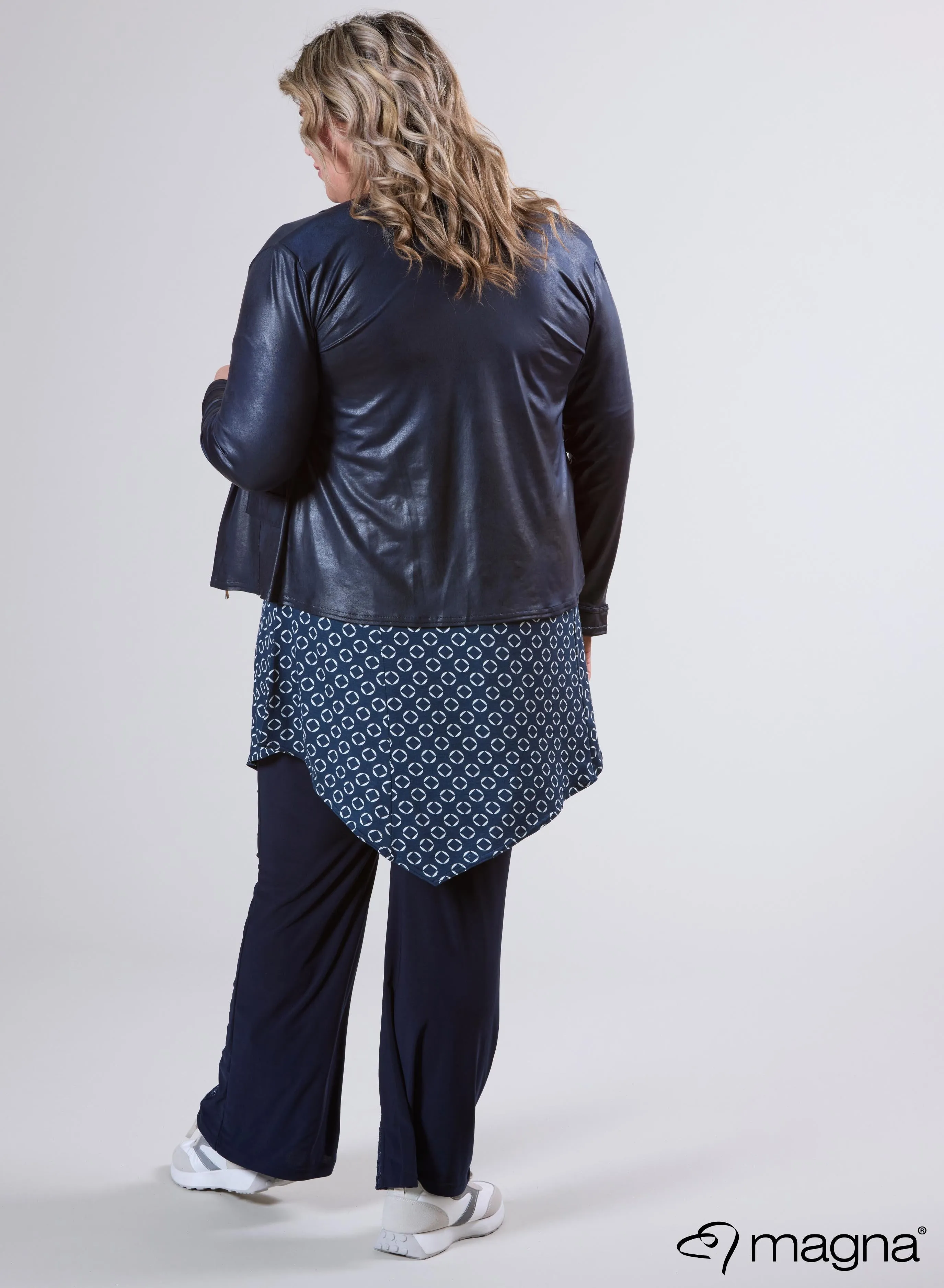 Magna Lederlook Jas Marineblauw