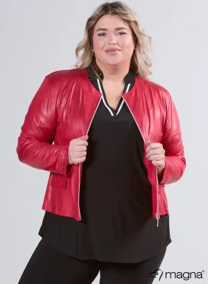 Magna Lederlook Jas Rood