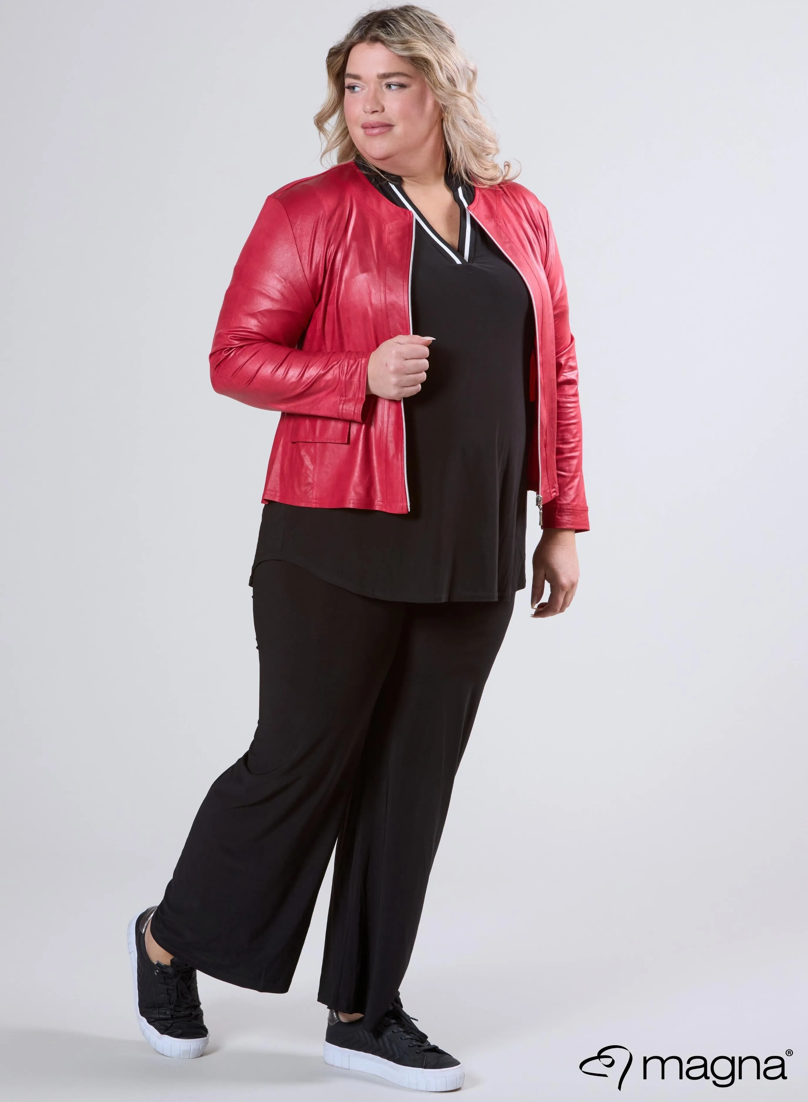 Magna Lederlook Jas Rood