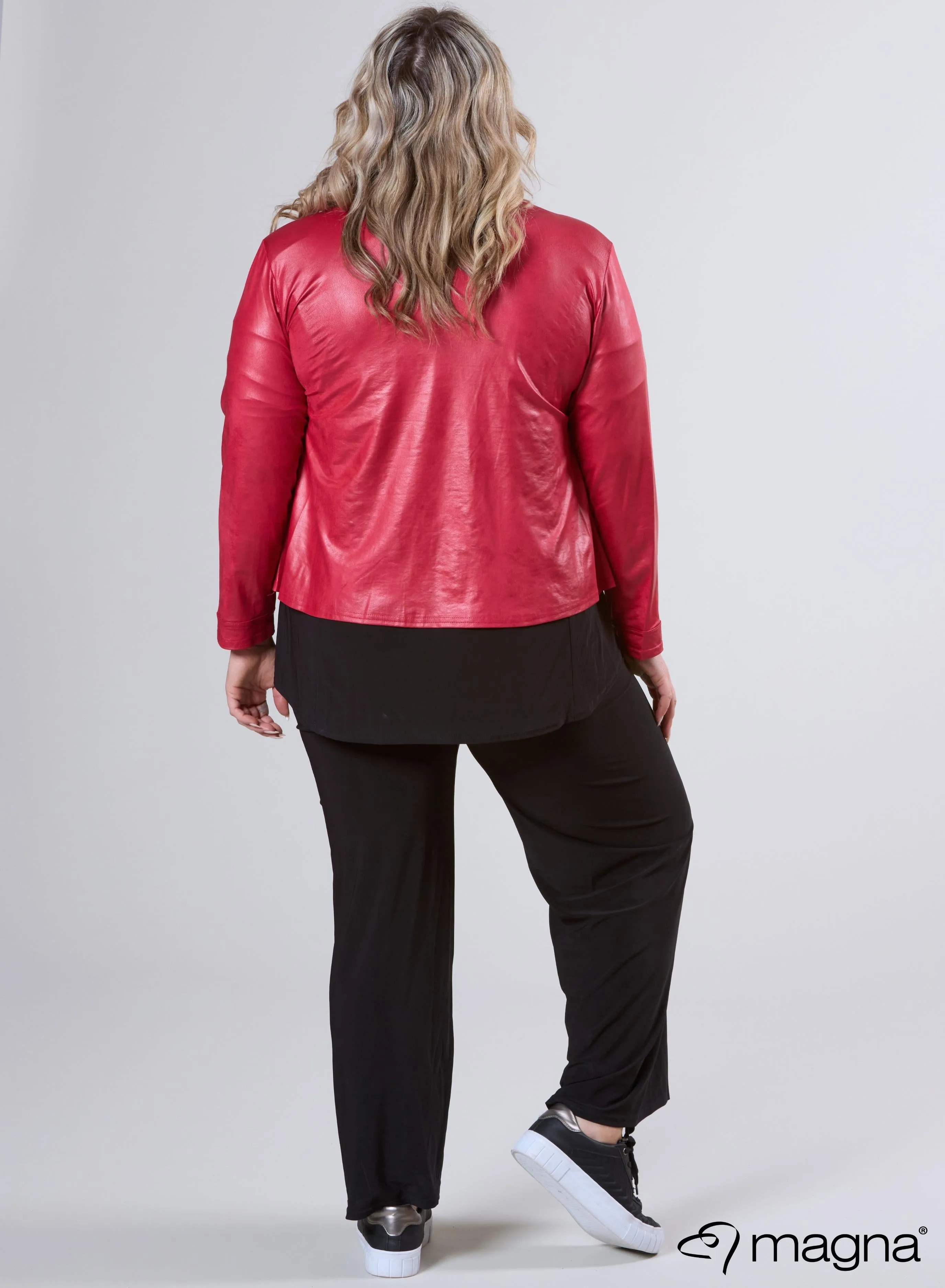 Magna Lederlook Jas Rood