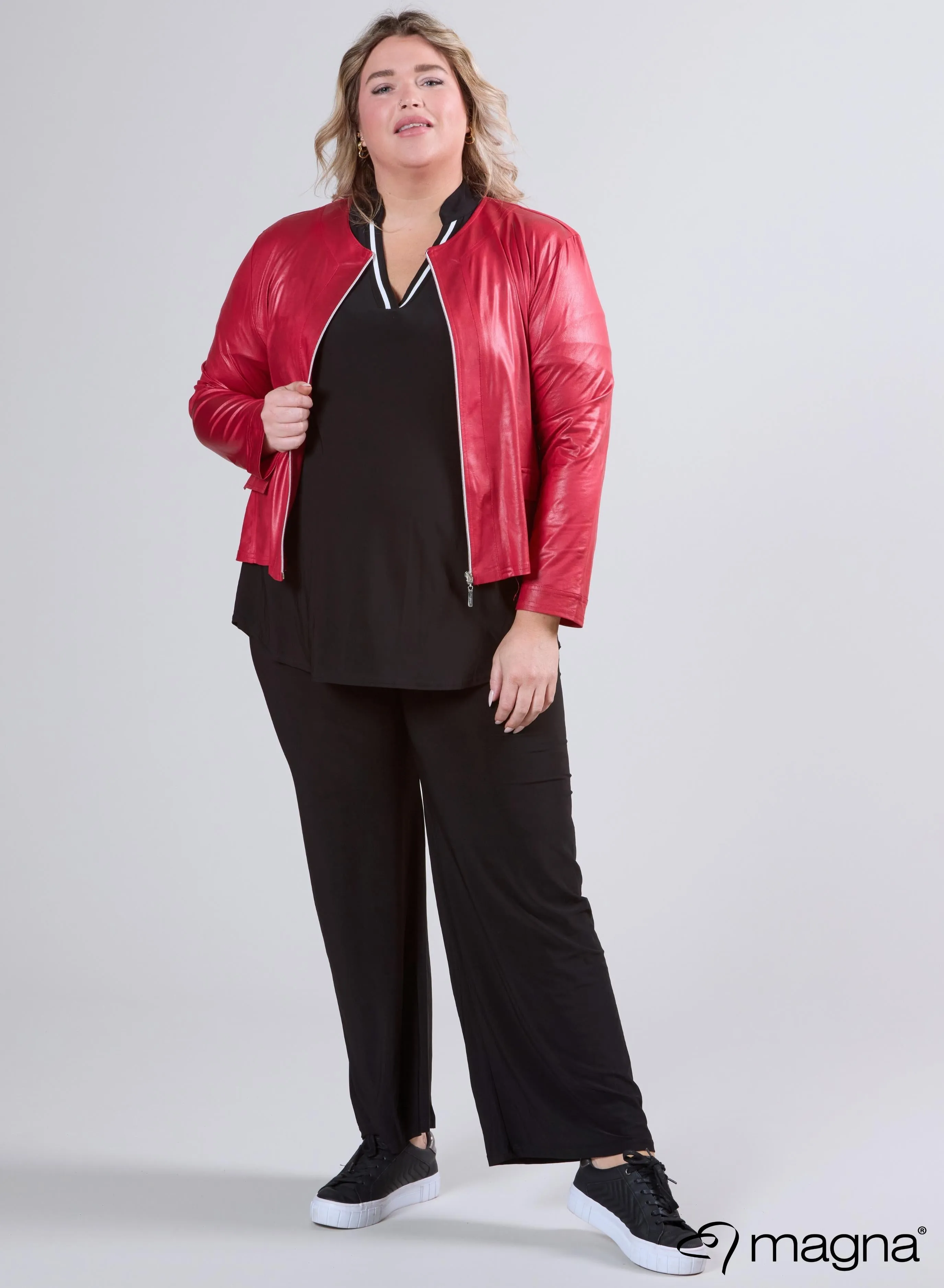 Magna Lederlook Jas Rood