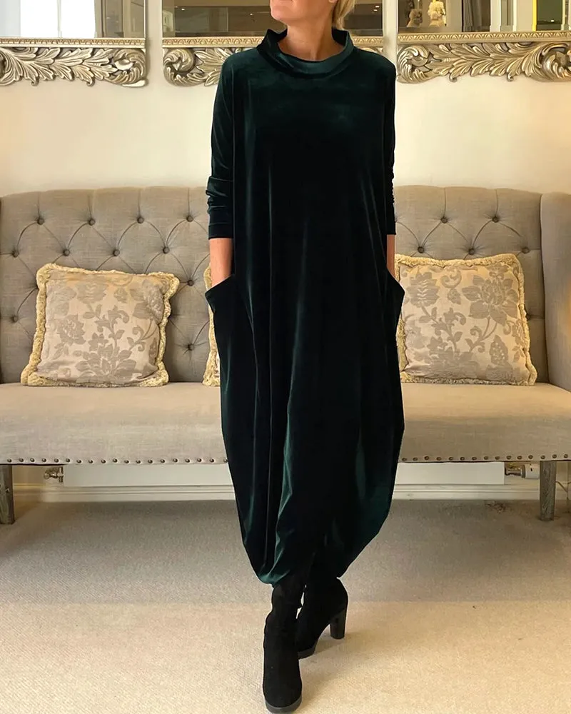 Margo - Soft Velvet with Pockets and Necklace Woman's Dress