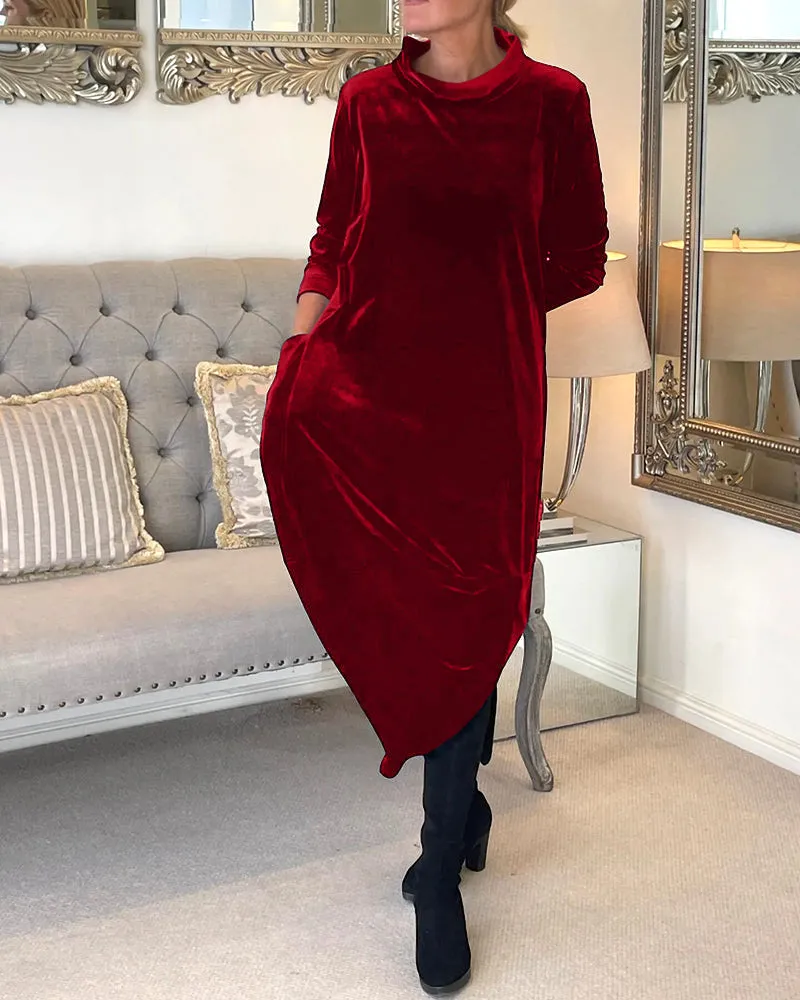 Margo - Soft Velvet with Pockets and Necklace Woman's Dress