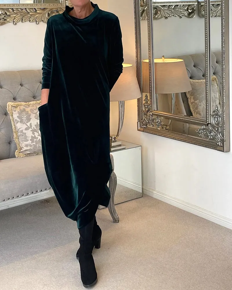 Margo - Soft Velvet with Pockets and Necklace Woman's Dress