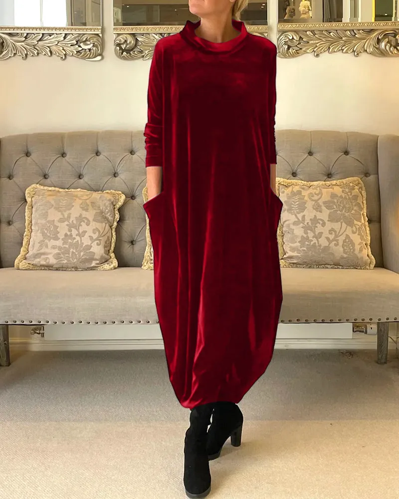 Margo - Soft Velvet with Pockets and Necklace Woman's Dress