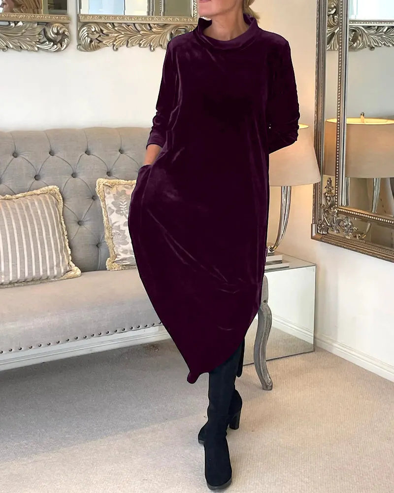 Margo - Soft Velvet with Pockets and Necklace Woman's Dress