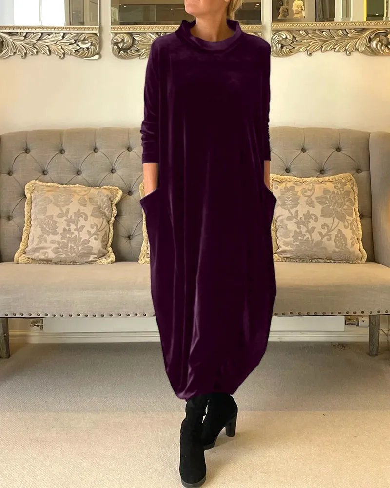 Margo - Soft Velvet with Pockets and Necklace Woman's Dress