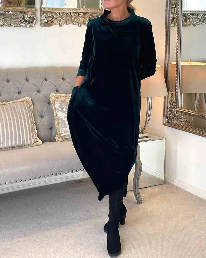 Margo - Soft Velvet with Pockets and Necklace Woman's Dress