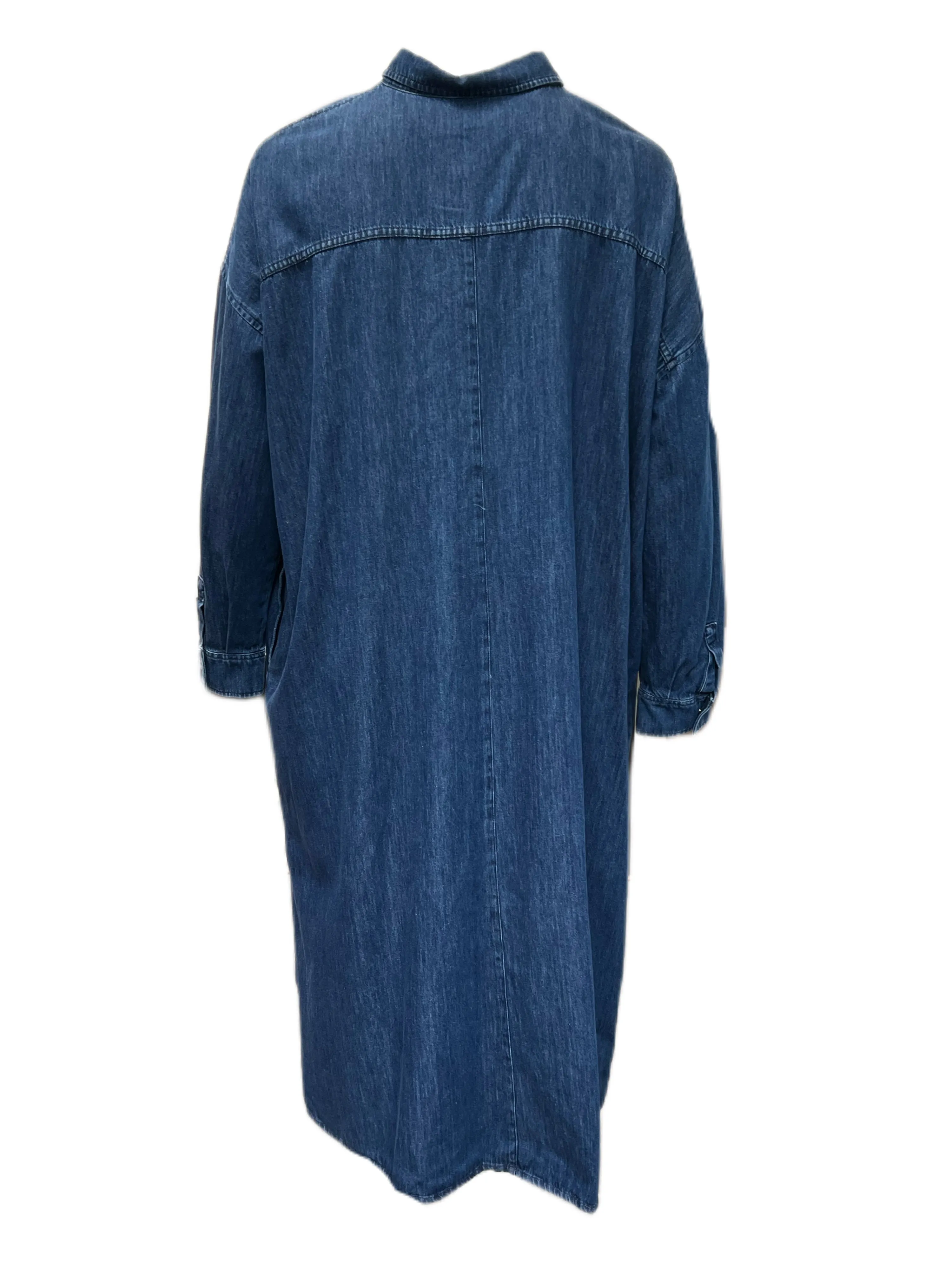 Marina Rinaldi Women's Navy Danubio Cotton Denim Dress Size 18W/27 NWT