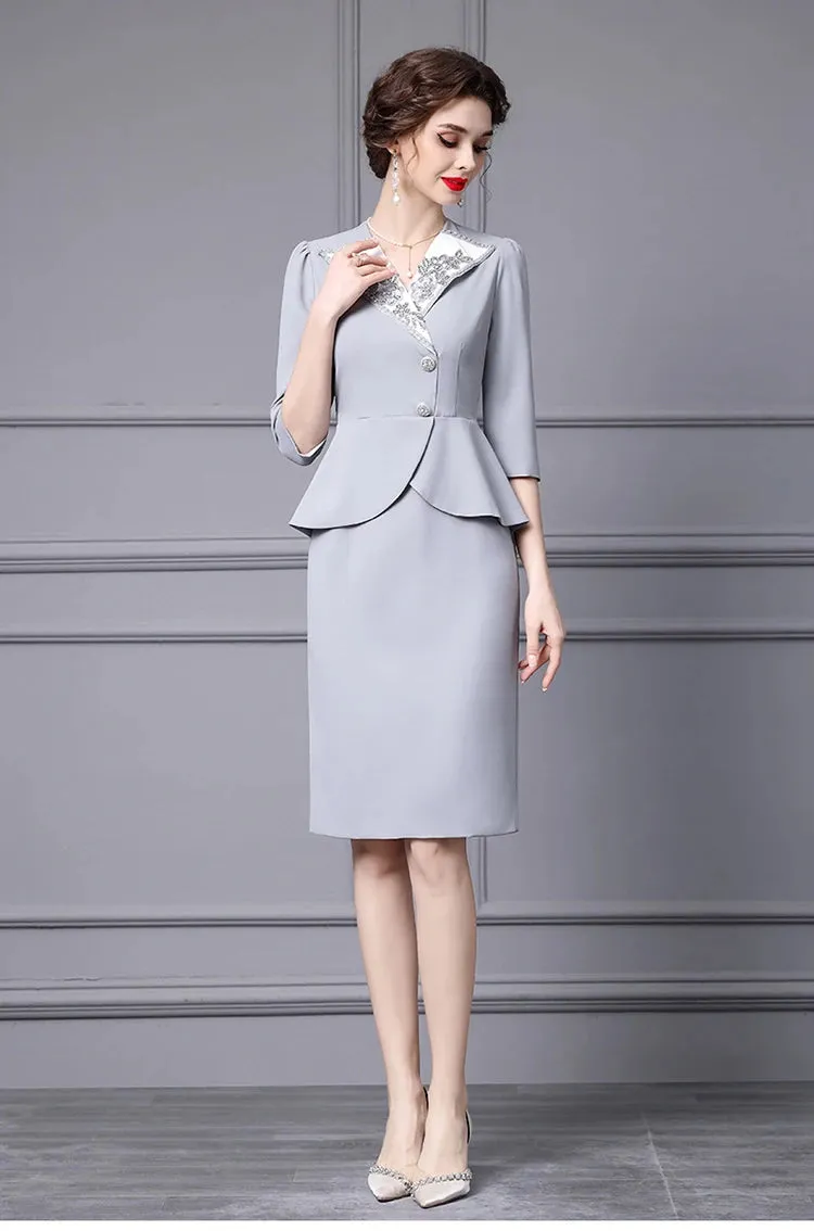 Maryse V Neck Diamond Beading Button Slim Package Buttock Long Dress