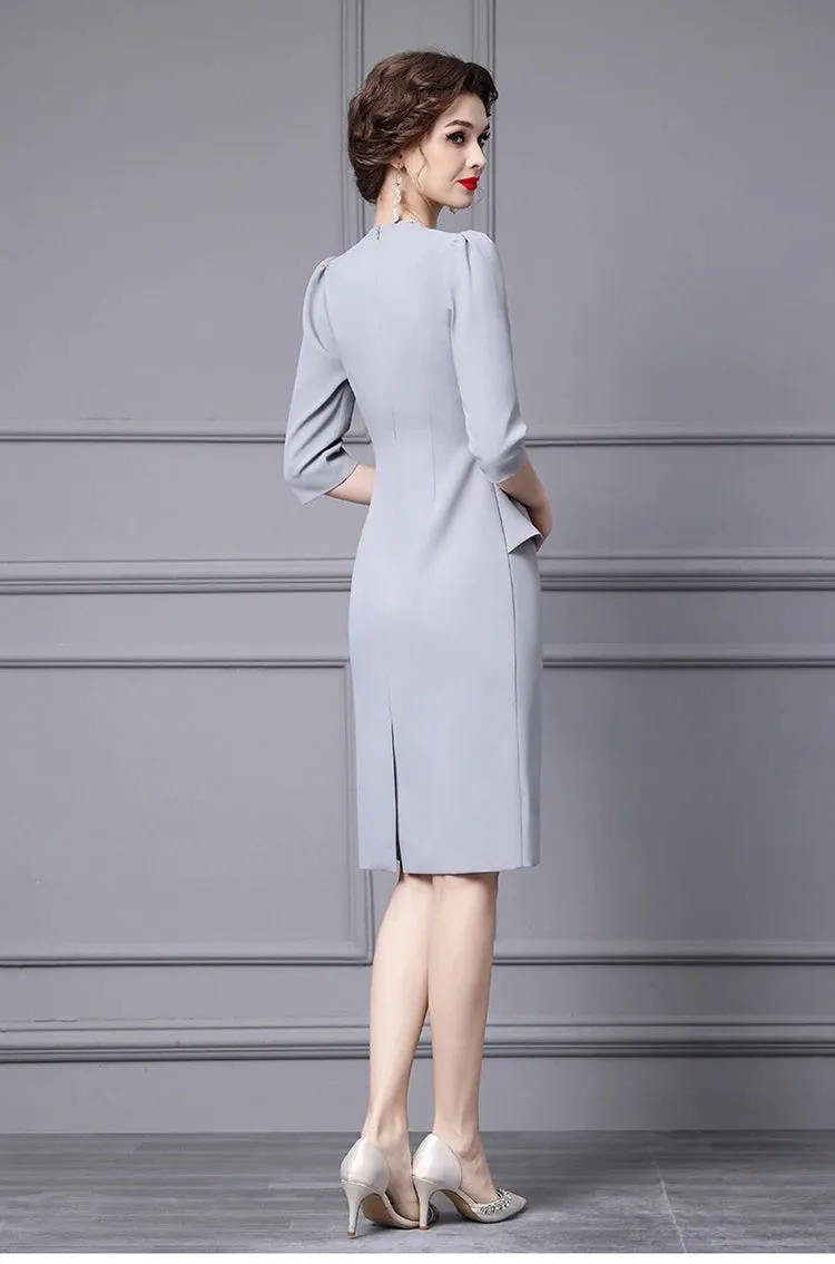 Maryse V Neck Diamond Beading Button Slim Package Buttock Long Dress