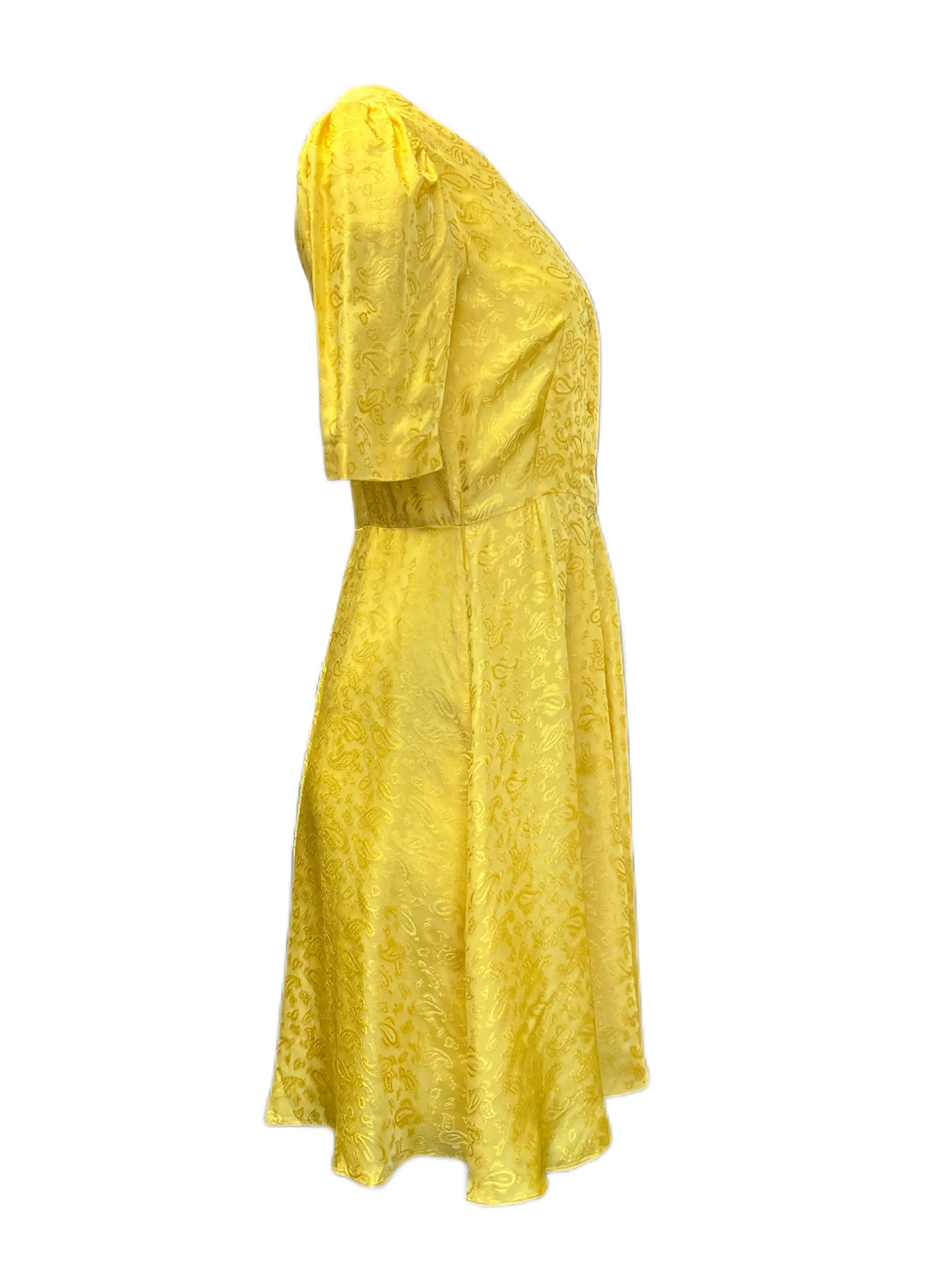 Max Mara Women's Gold Fatto Viscose A Line Dress Size 8 NWT