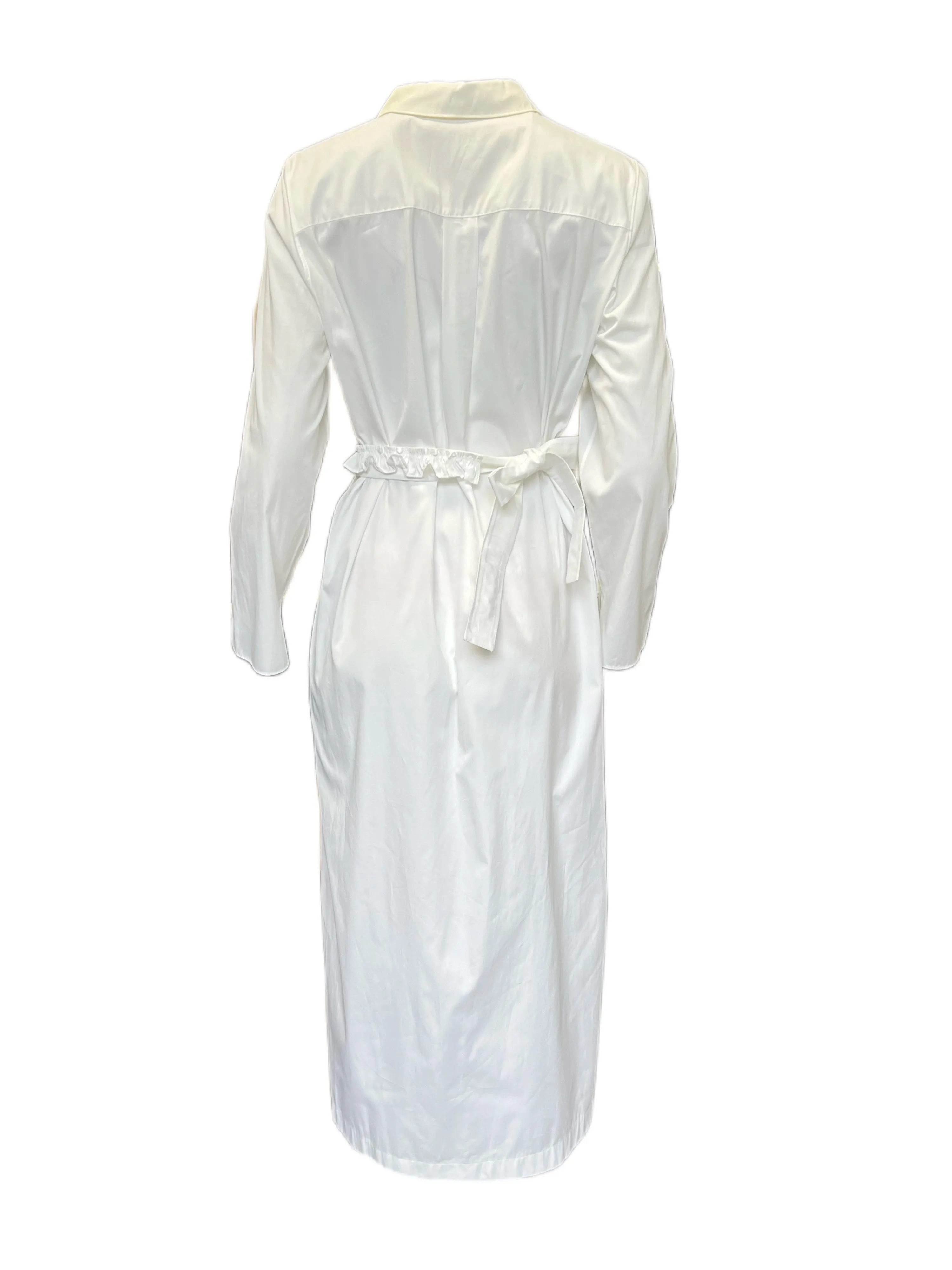 Max Mara Women's Optical White Neottia Cotton A Line Dress Size 8 NWT