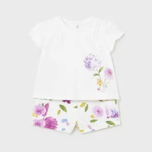Mayoral Baby Girls Shorts Set 1610 Floral Shorts Mauve