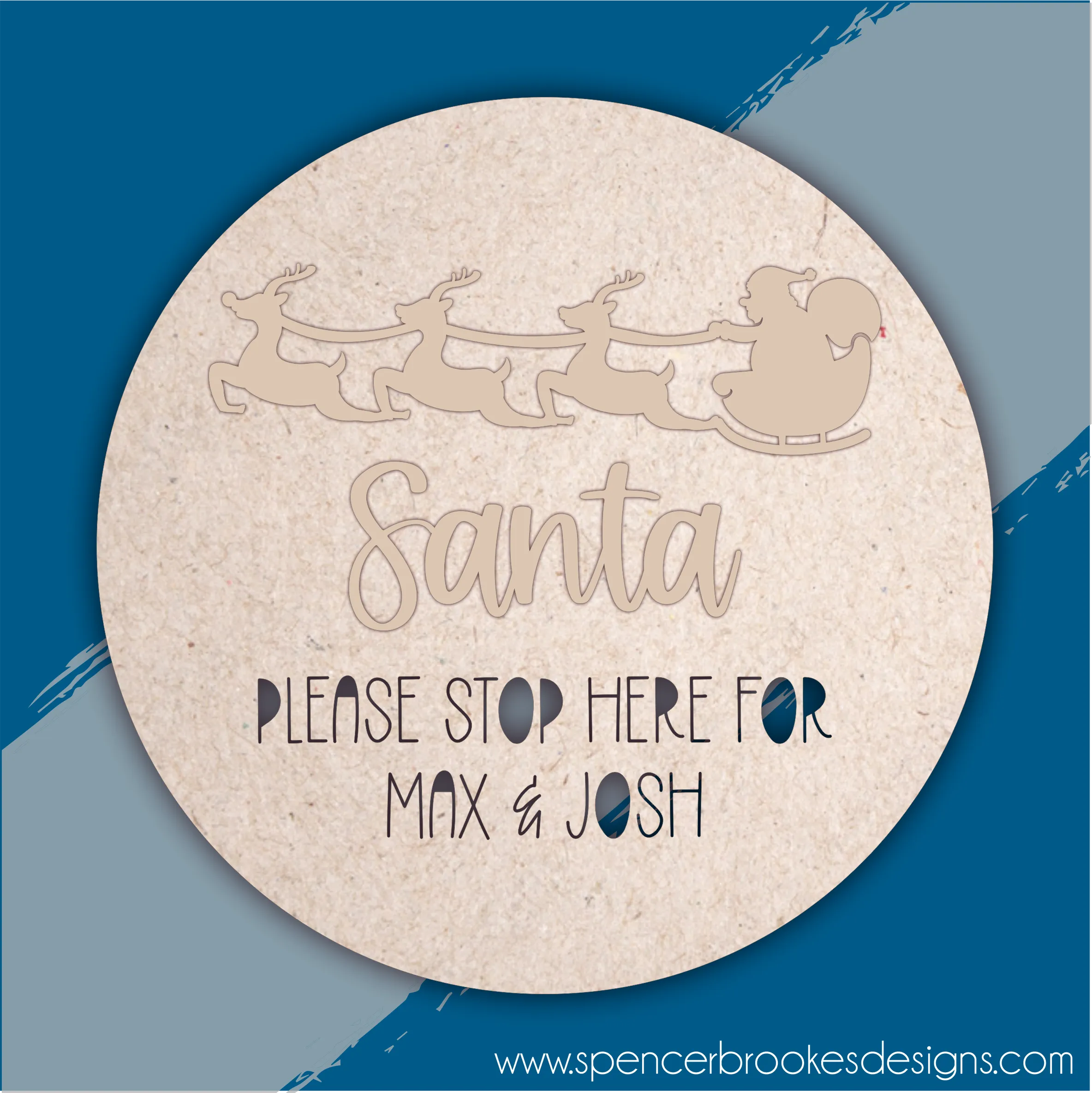 MDF Layered Santa Stop Here Circular Plaque