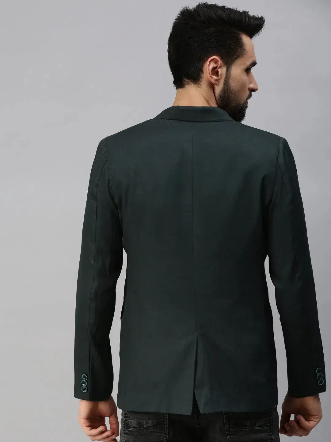 Men Green Solid Party Blazers-SOBLZ256-Green