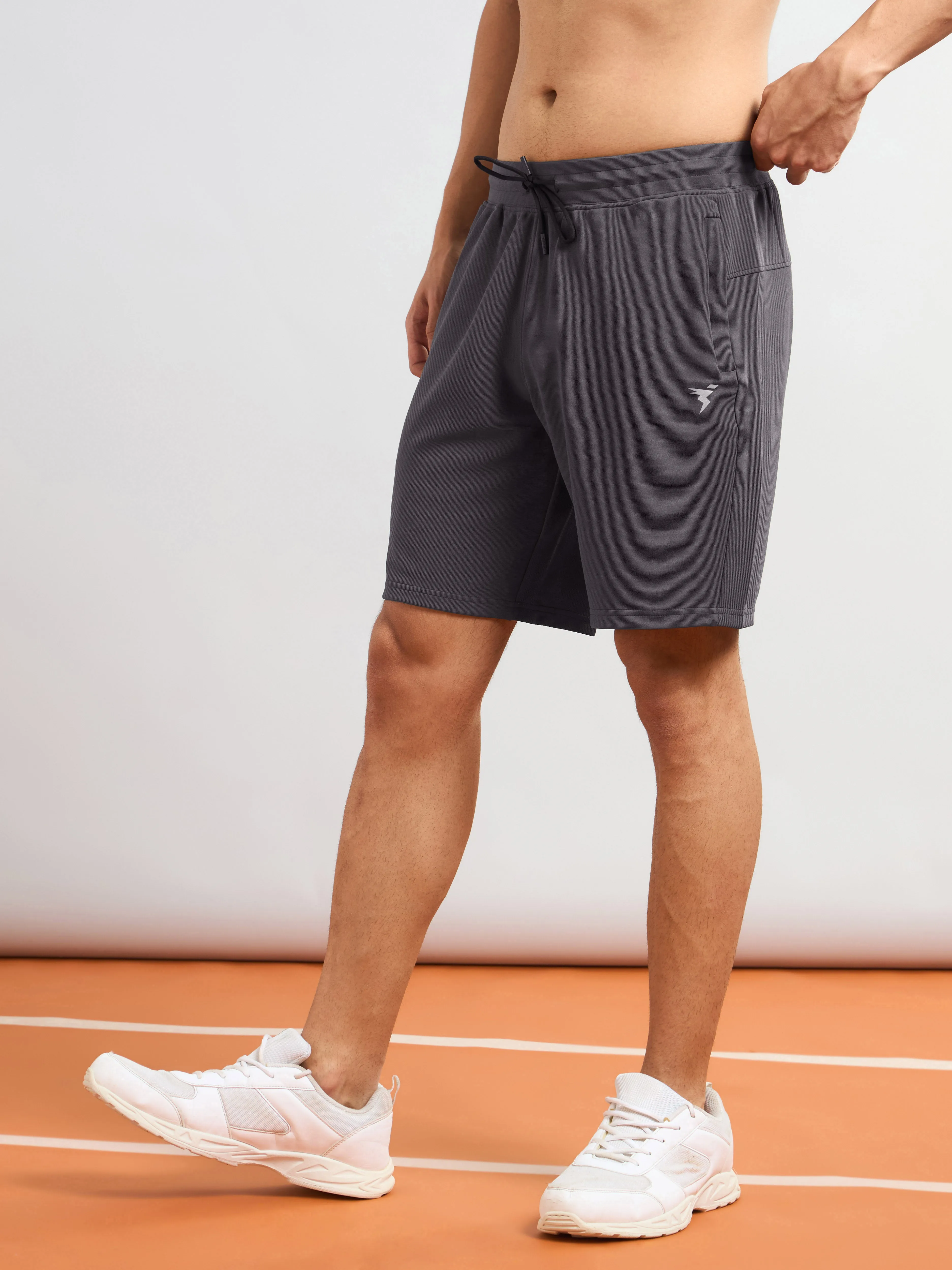 Men Solid Slim Fit Sports Shorts with TS FLEXI