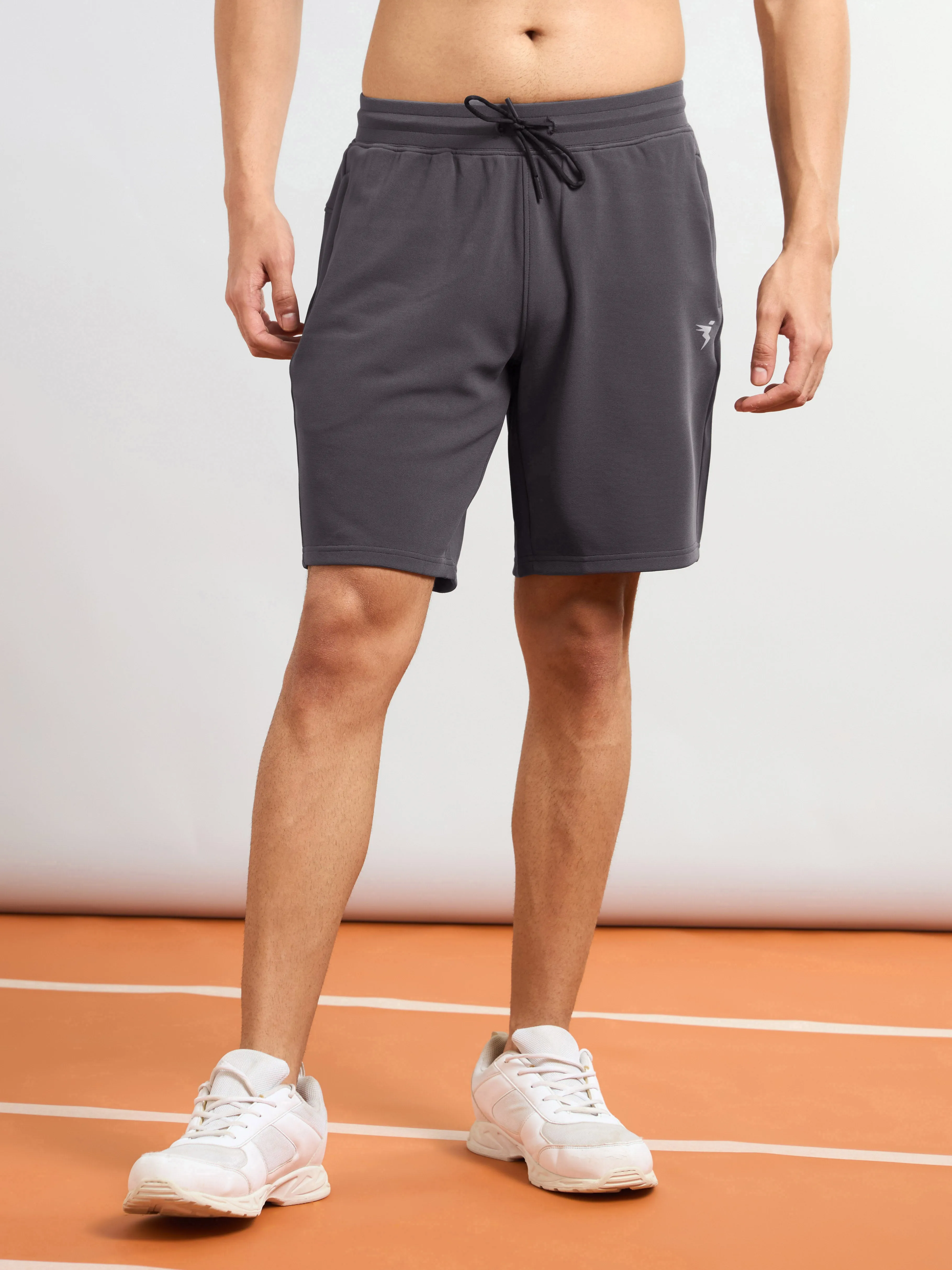 Men Solid Slim Fit Sports Shorts with TS FLEXI