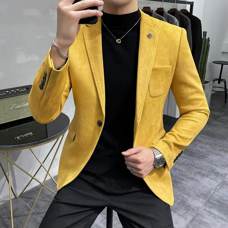 Men's Chic Slim Fit Suede One-Button Blazer | Ideal for All Seasons