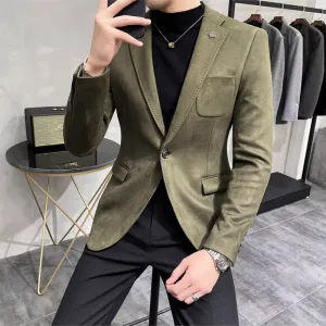 Men's Chic Slim Fit Suede One-Button Blazer | Ideal for All Seasons