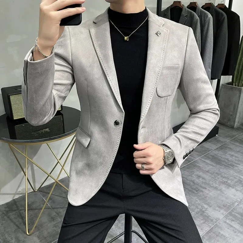Men's Chic Slim Fit Suede One-Button Blazer | Ideal for All Seasons