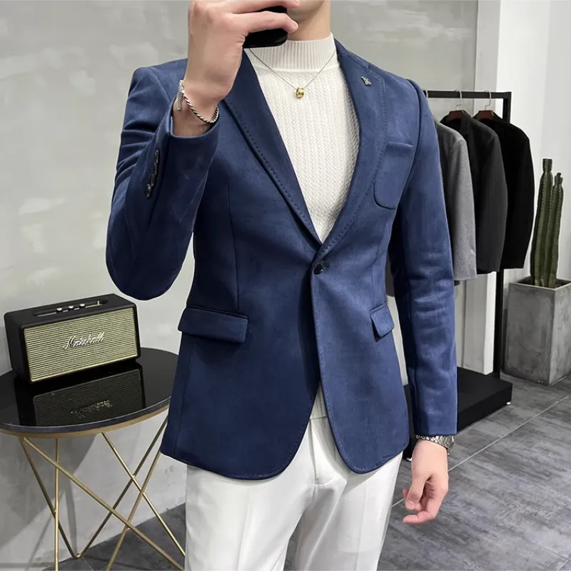Men's Chic Slim Fit Suede One-Button Blazer | Ideal for All Seasons