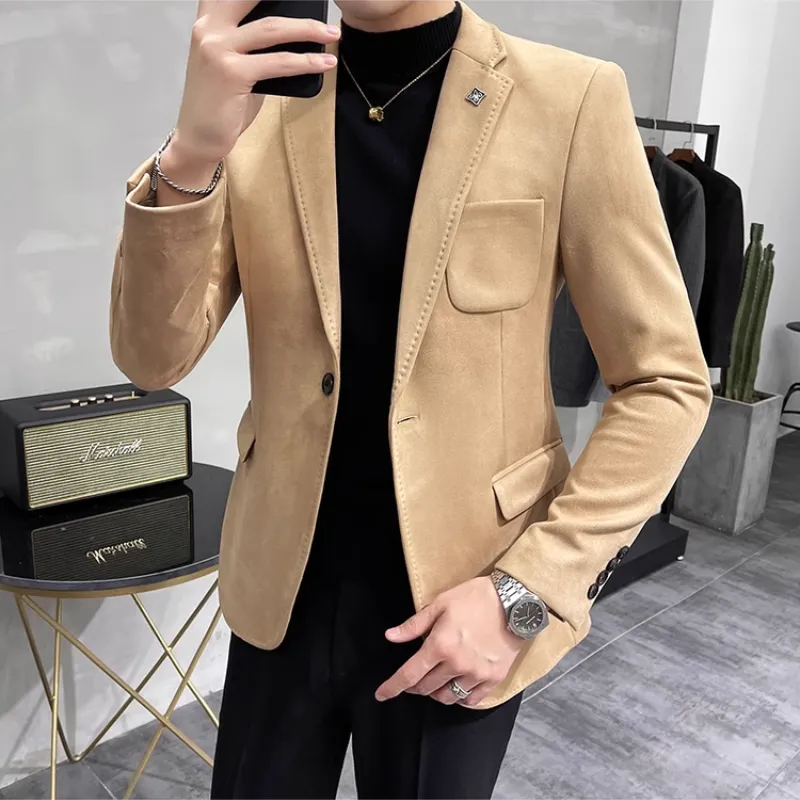 Men's Chic Slim Fit Suede One-Button Blazer | Ideal for All Seasons