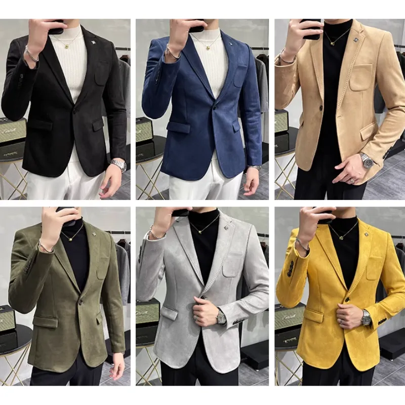 Men's Chic Slim Fit Suede One-Button Blazer | Ideal for All Seasons