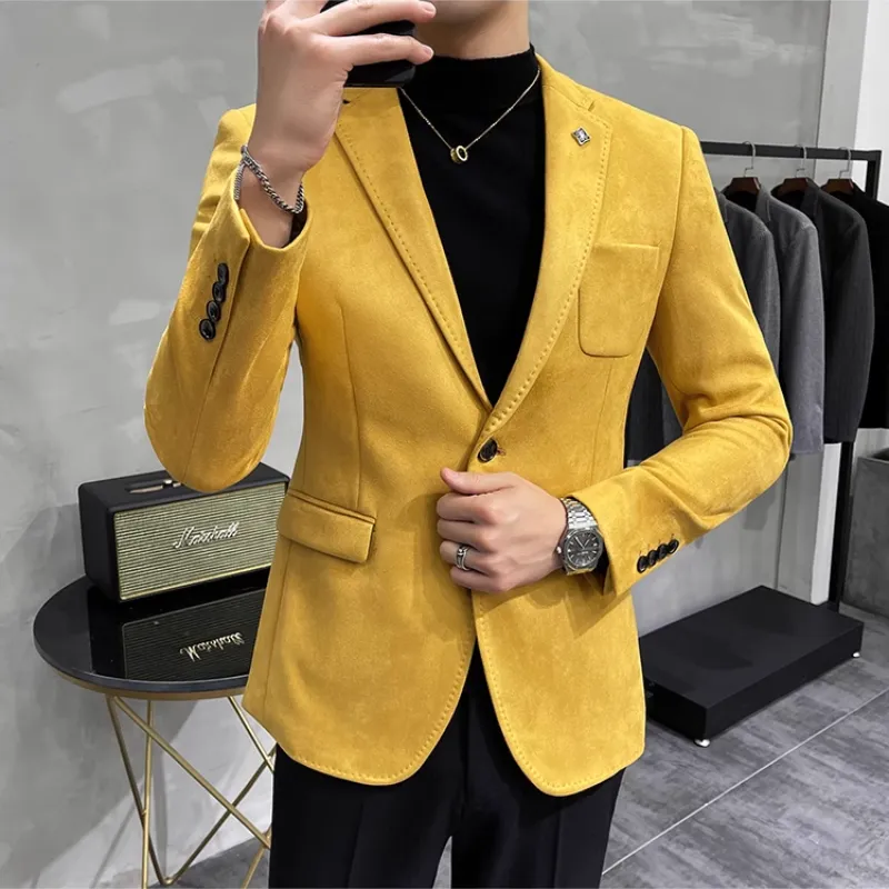 Men's Chic Slim Fit Suede One-Button Blazer | Ideal for All Seasons