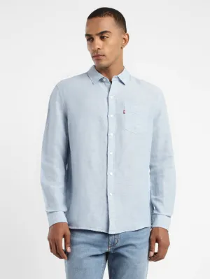 Men's Solid Spread Collar Linen Shirt