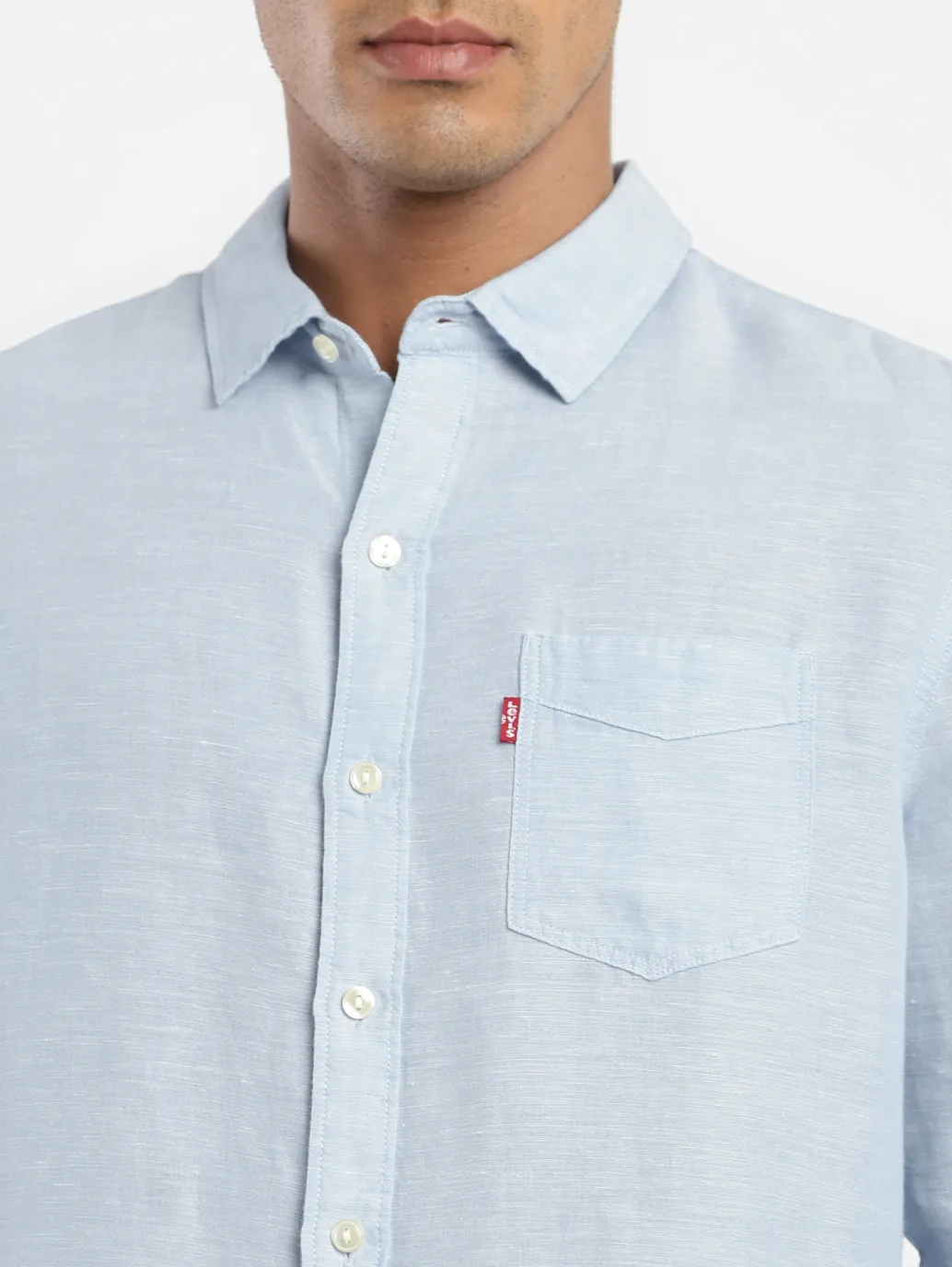 Men's Solid Spread Collar Linen Shirt