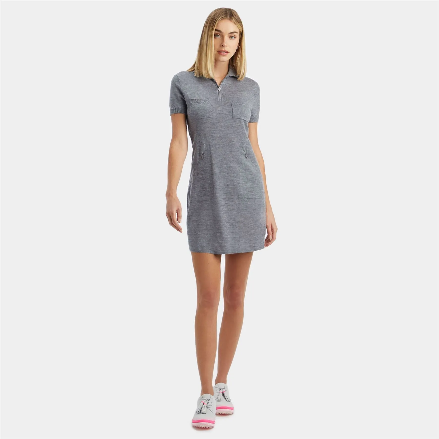 Merino Wool Pocket Sweater Dress Heather Grey