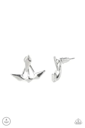 Metal Origami Silver Paparazzi Earrings