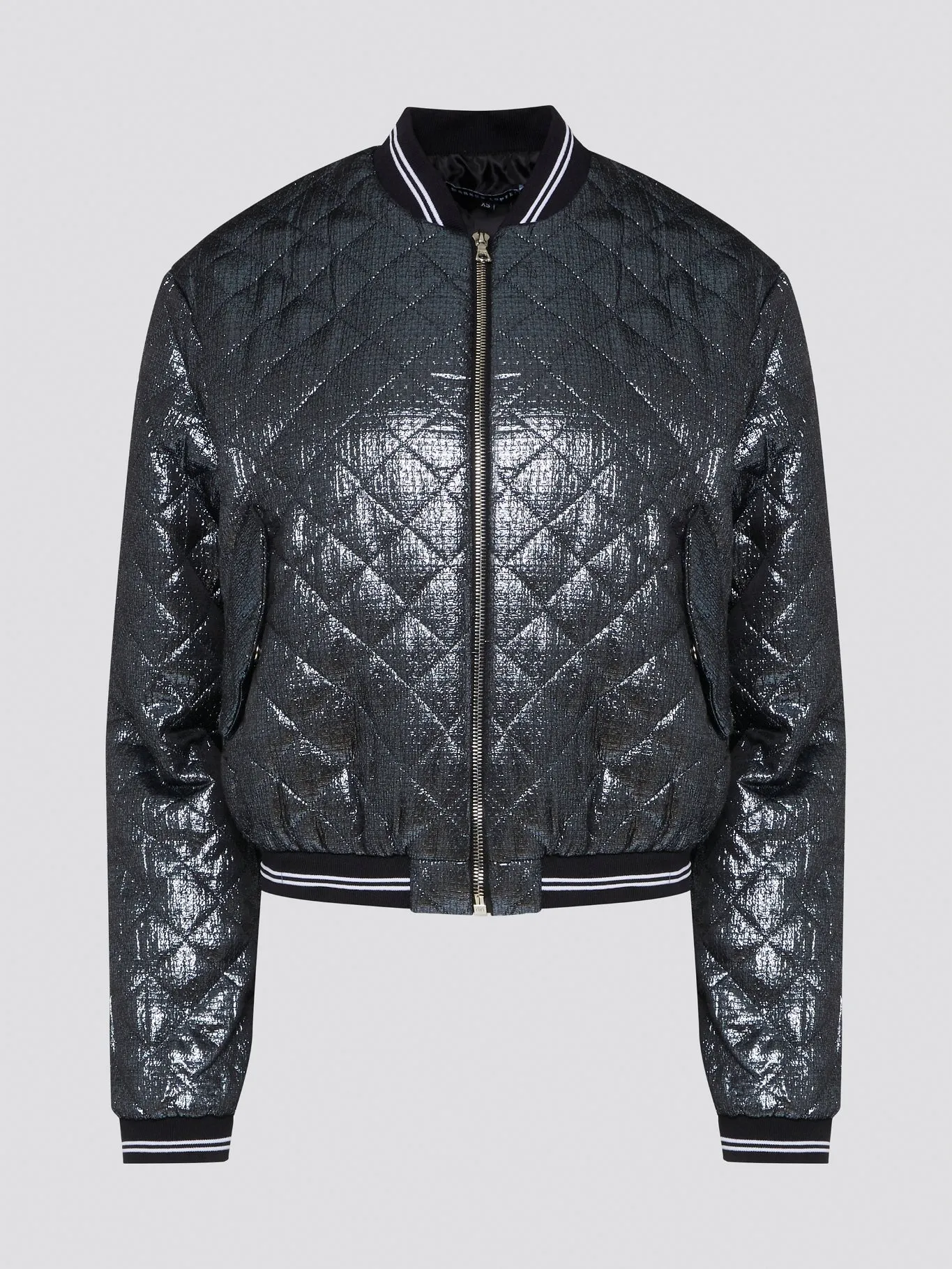 Metallic Quilted Bomber Jacket