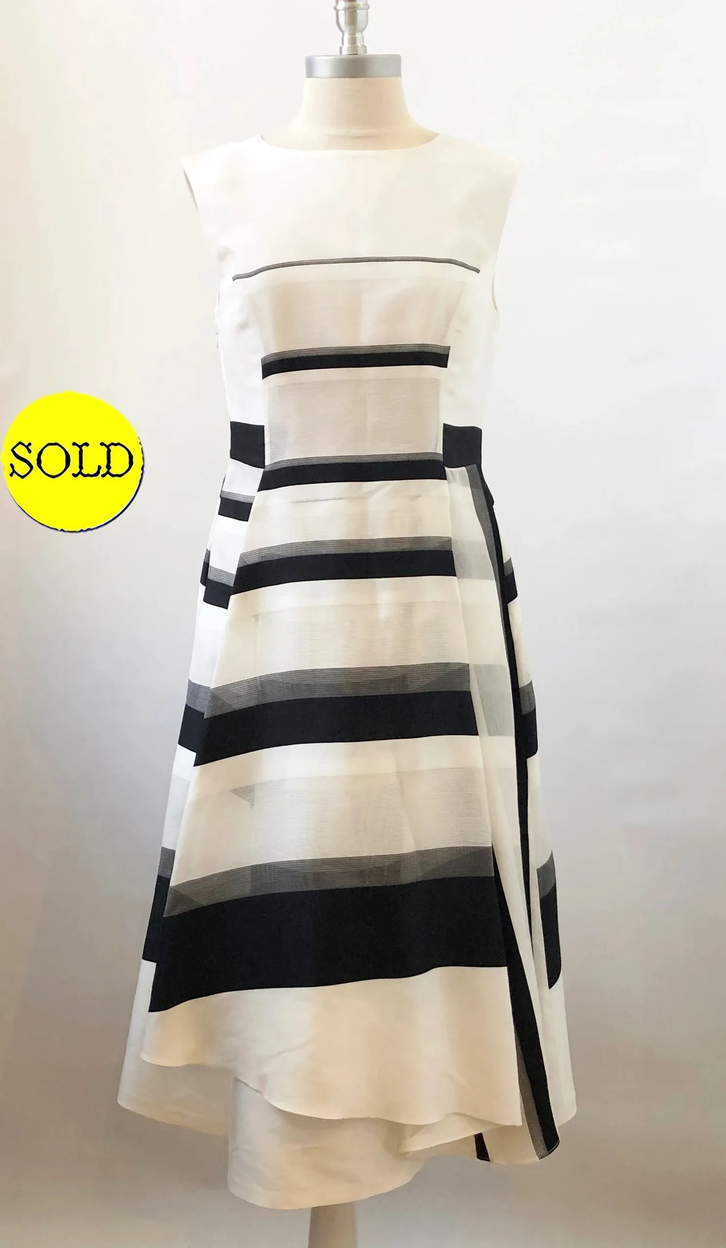 Mi Jong Lee Black & White Stripe Dress Size 8