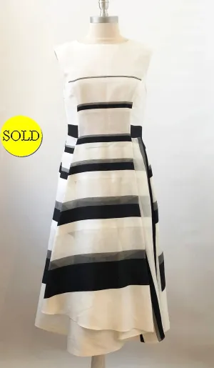 Mi Jong Lee Black & White Stripe Dress Size 8