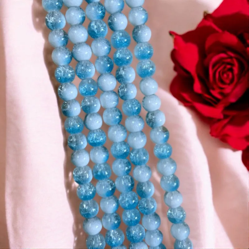 Milky Crackle Beads 8mm - Light Blue