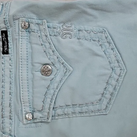 Miss Me Light Blue Shorts size 30 Beautiful Sky Color Frayed Hem Super Cute